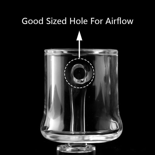 Beracky Beveled Edge Flat Top Quartz Banger With Glass Bubble Cap.