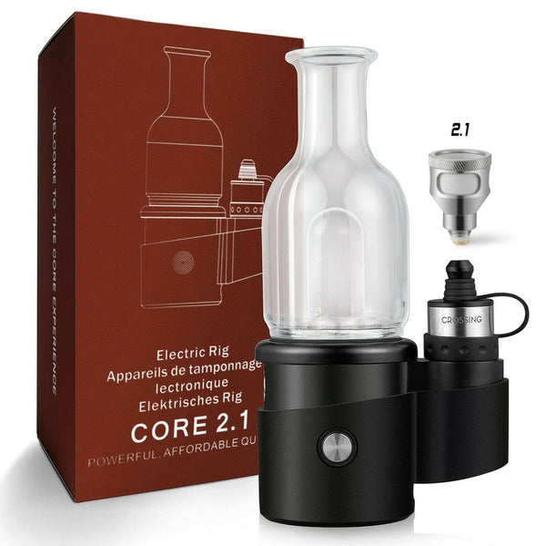 Crossing Core 2.0 | 2.1 Curved Hanger Glass Bubbler E-Rig Kit - Discount E-Nails
