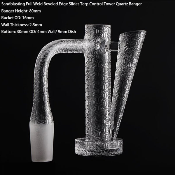 Pack Science Sandblasted Full Weld Beveled Edge Slide Terp Control Tower Quartz Banger.